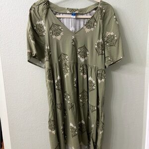 Old Navy Olive Floral Midi Dress
